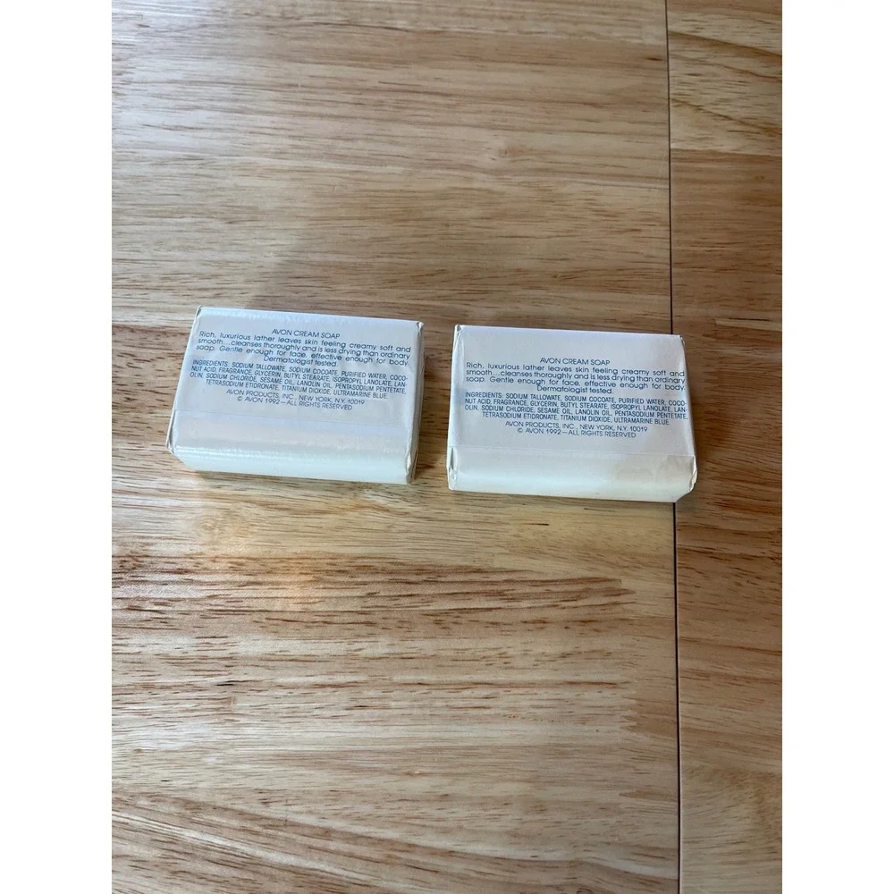 Vintage 1992 Avon Cream Soap‎ Soft White 3oz Bars Set of 2 New Old Stock